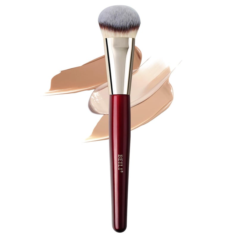 BEILI Contoured Foundation Brush - Flat Angled Foundation Brush - Face Brush For Liquid Or Cream Foundations - Dense Synthetic Bristles Kabuki Brush… - Image 1